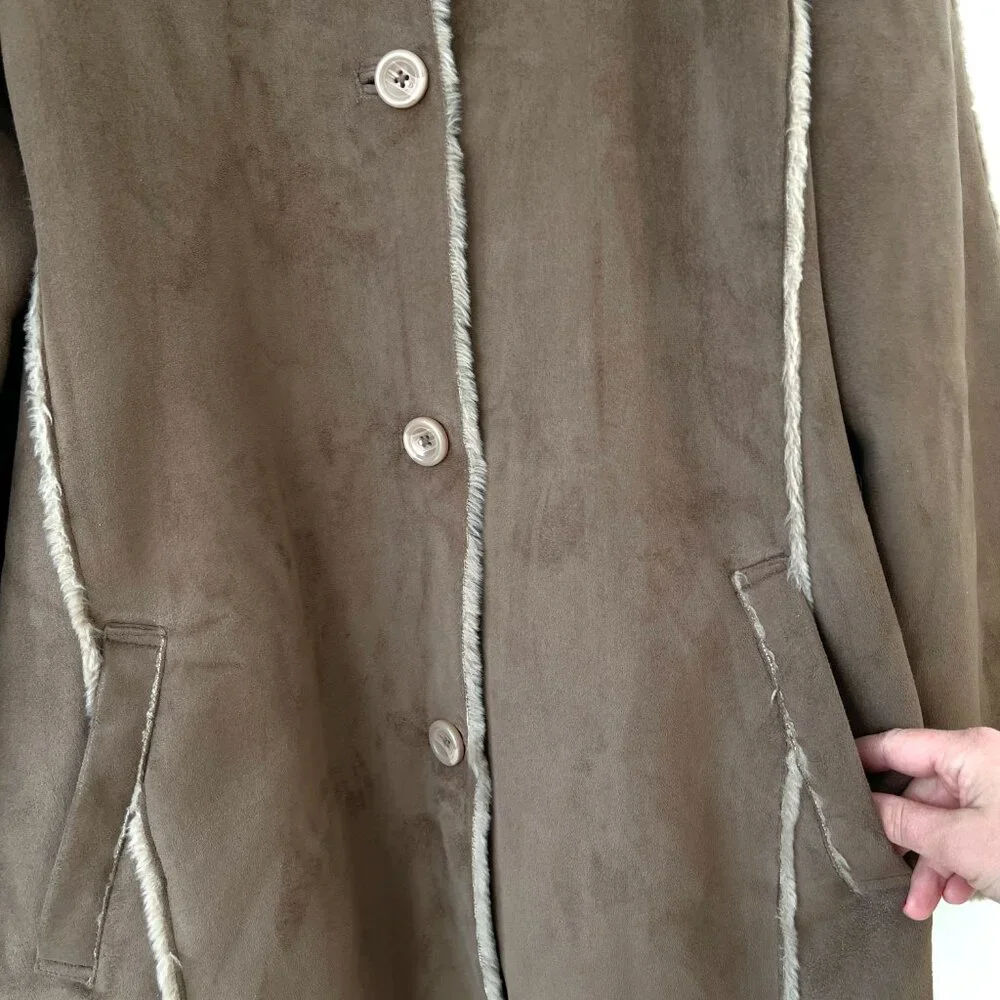 Covington Womens Faux Fur Collar Cuffs Lining Winter Coat Jacket Brown Size 16 - Picture 4 of 11